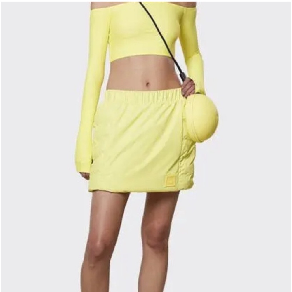 NWT Rains Loop Straw (Yellow) Puffer Mini Skirt Large